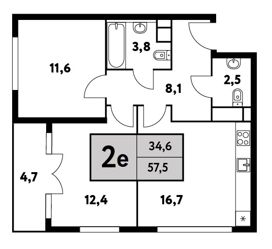 2-комнатная квартира в ЖК «Фестиваль Парк»