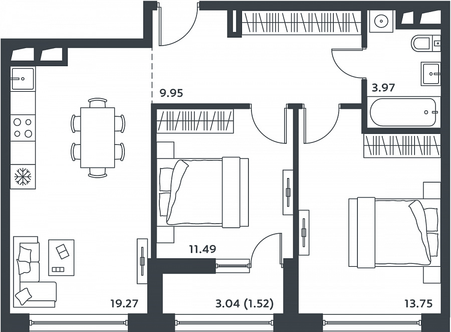 2-комнатная квартира в ЖК «Город в Лесу»