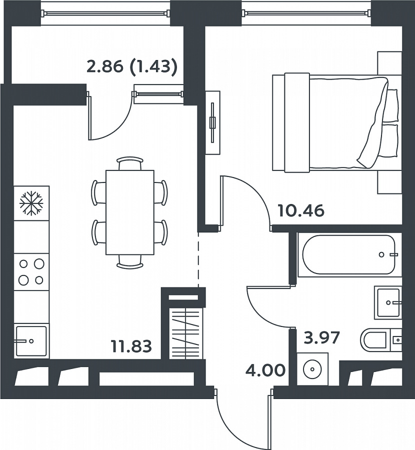 1-комнатная квартира в ЖК «Город в Лесу»