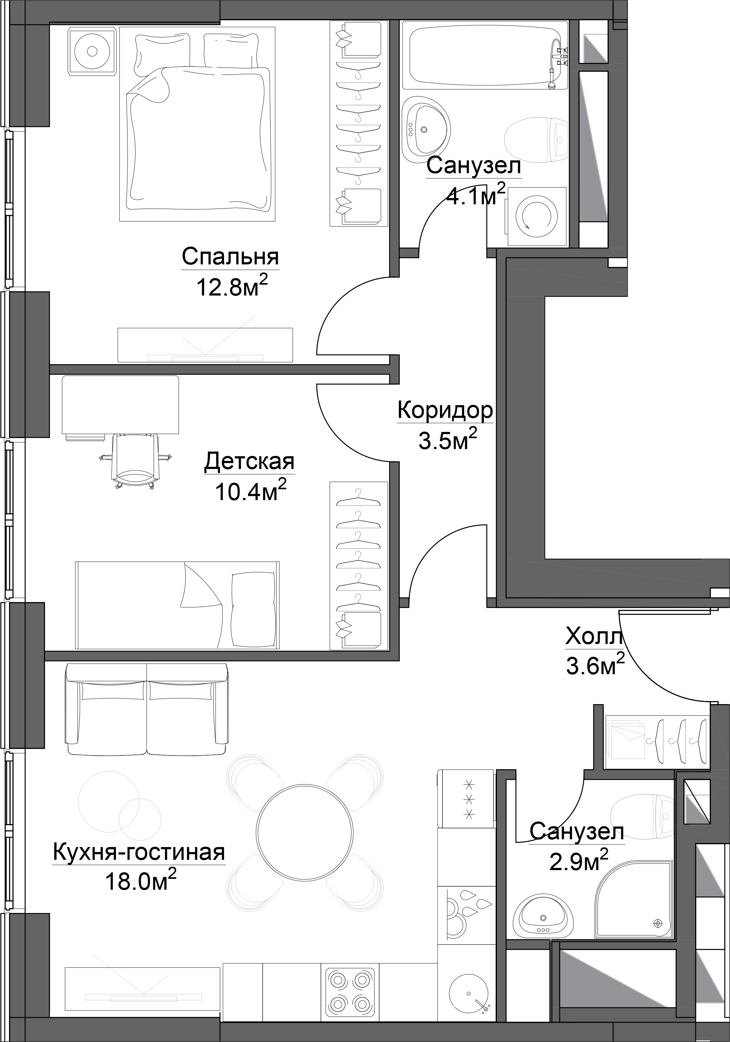 2-комнатные апартаменты в МФК «Савеловский Сити»