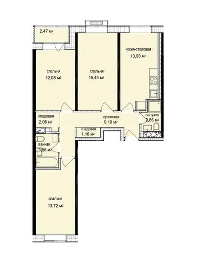 3-комнатная квартира в ЖК «Баркли Медовая долина»