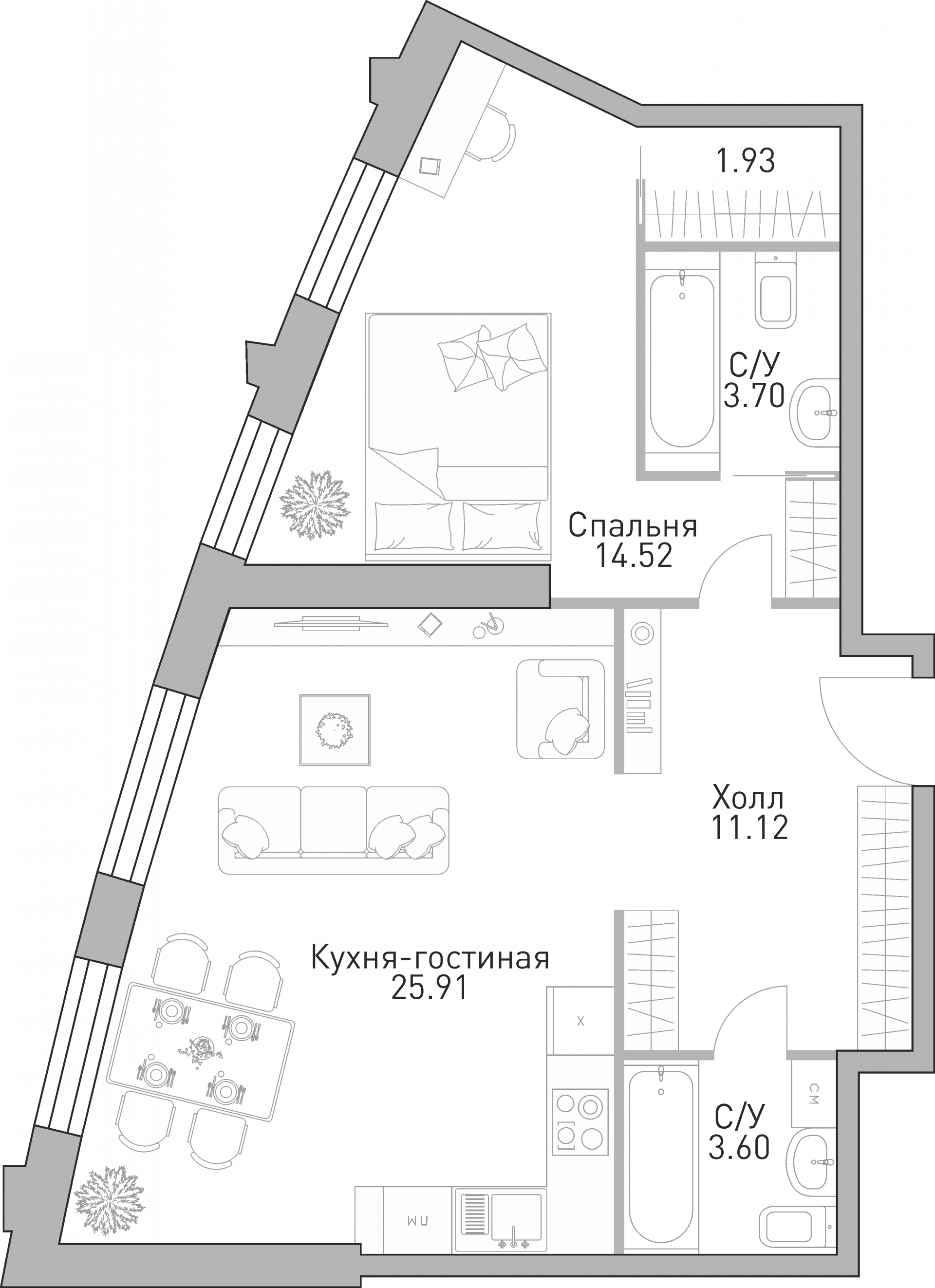 2-комнатная квартира в ЖК «Крылья»