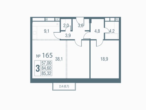 3-комнатная квартира в ЖК «Резиденции композиторов»