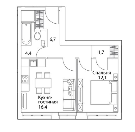 1-комнатная квартира в ЖК «Огни» Раменки