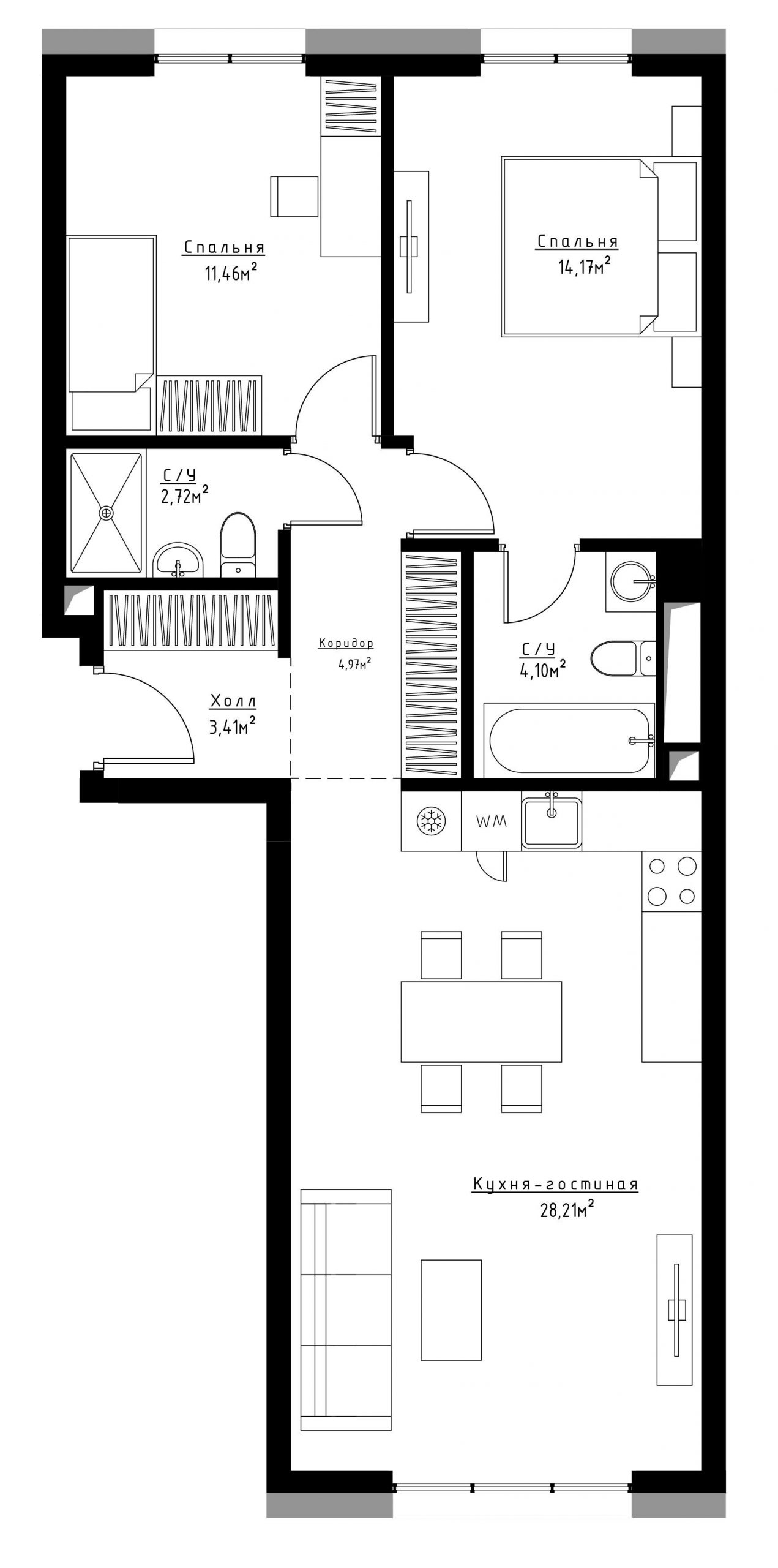 2-комнатная квартира в ЖК «Метрополия»
