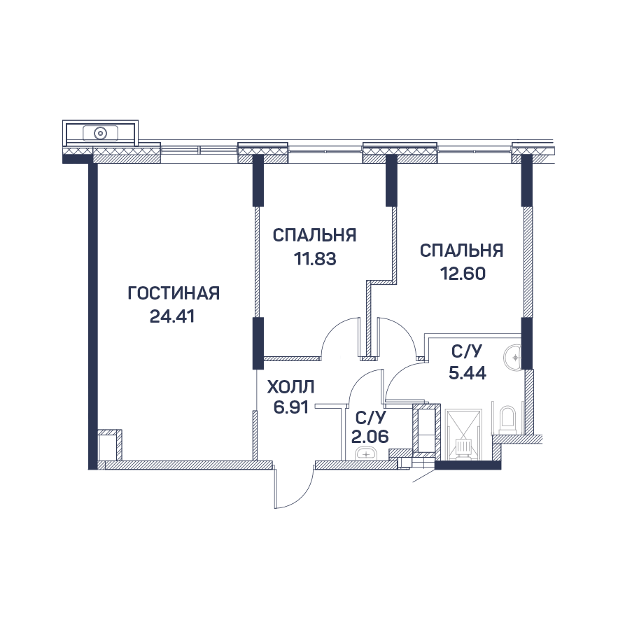 2-комнатная квартира в ЖК «Любовь и голуби»