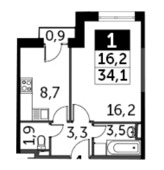 1-комнатная квартира в ЖК «Поколение»