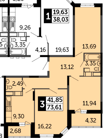 3-комнатная квартира в ЖК «Новый Раменский»