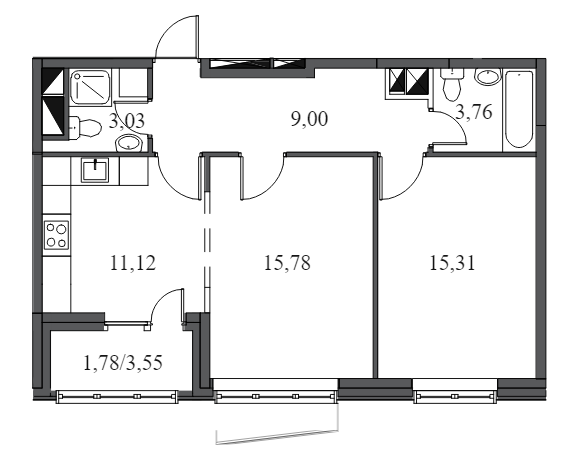 2-комнатная квартира в ЖК «Город на реке Тушино-2018»