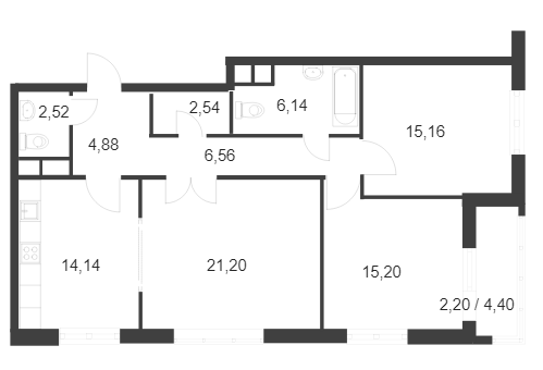 3-комнатная квартира в ЖК «Город на реке Тушино-2018»