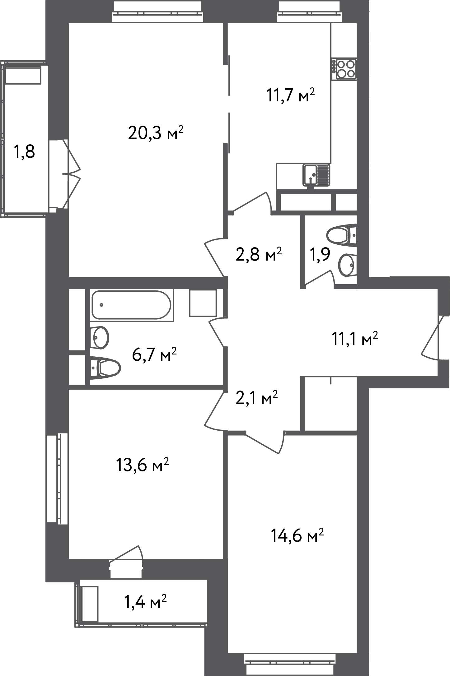 3-комнатная квартира в ЖК «Счастье в Вешняках»