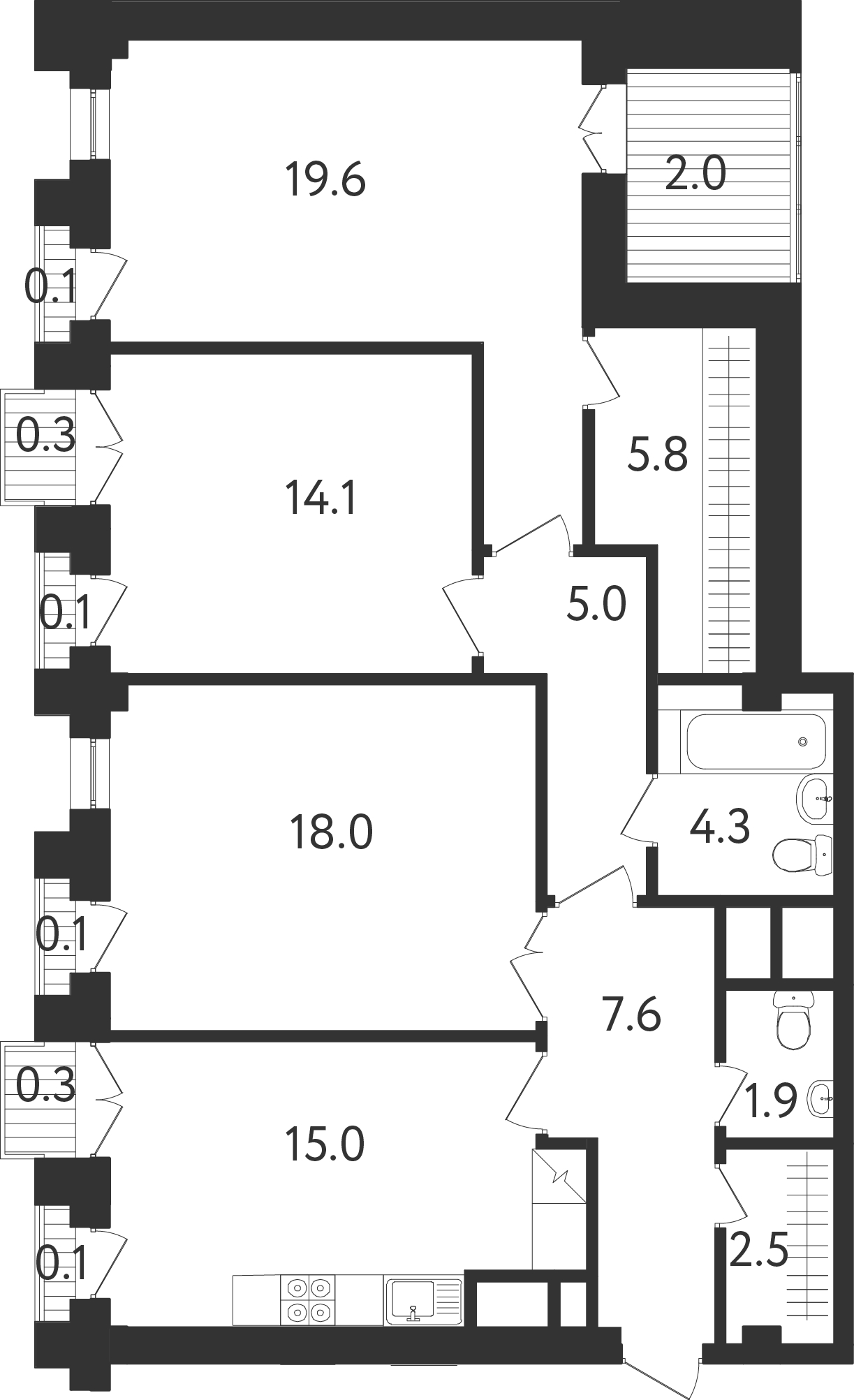 3-комнатная квартира в ЖК «Счастье на Соколе»