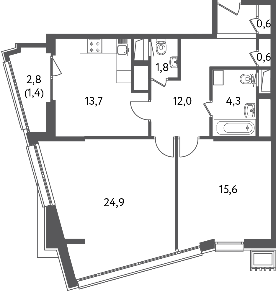 2-комнатная квартира в ЖК «Счастье на Пресне»