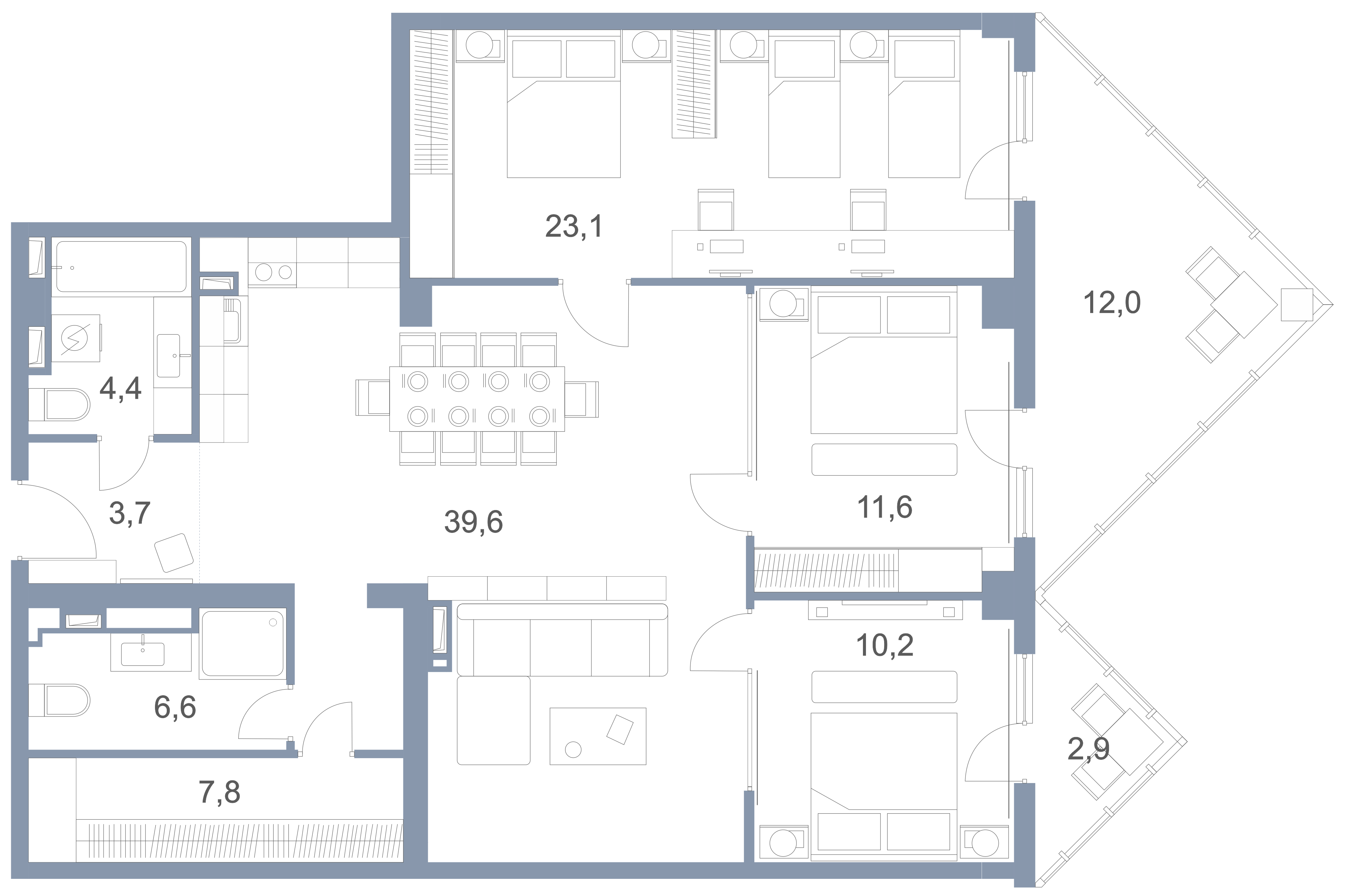 3-комнатная квартира в ЖК «Альтаир»