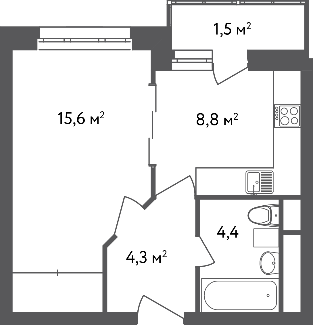 1-комнатная квартира в ЖК «Счастье в Вешняках»