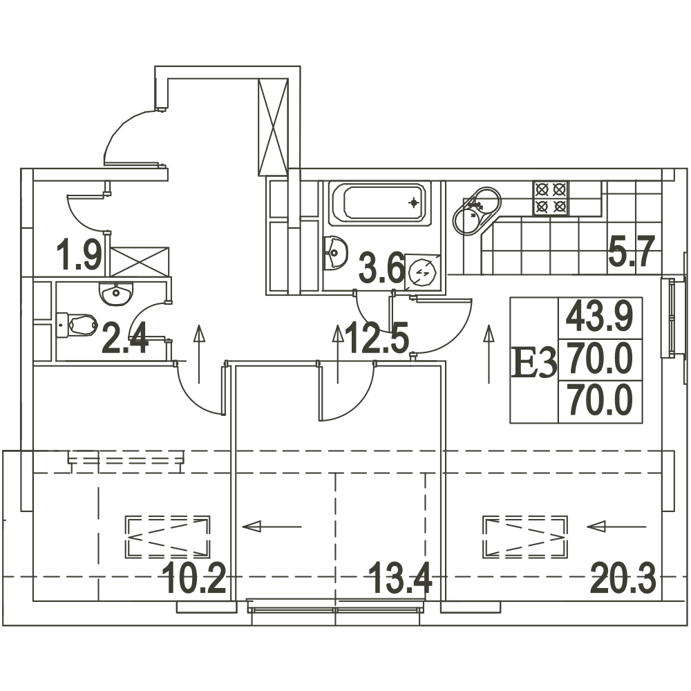 3-комнатная квартира в ЖК «Римский»