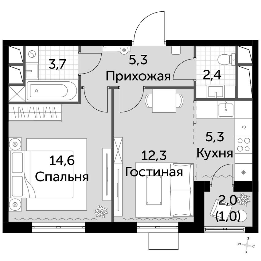 2-комнатная квартира в ЖК «Римский»