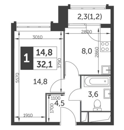 1-комнатная квартира в ЖК «Датский Квартал»