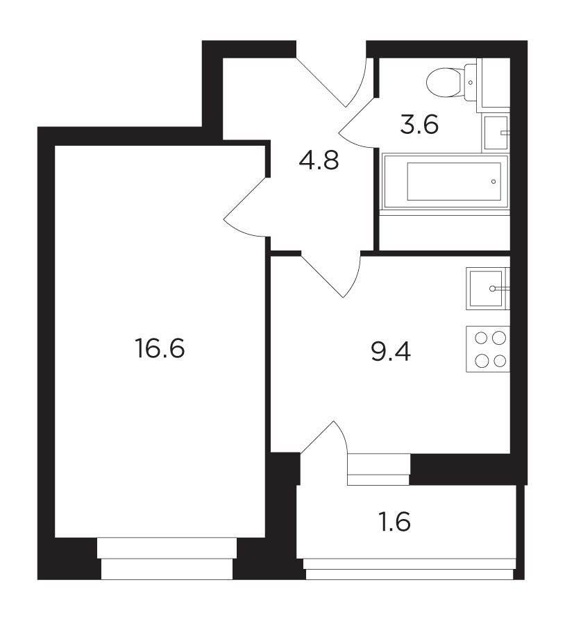 1-комнатная квартира в ЖК «Петра Алексеева, 12А»