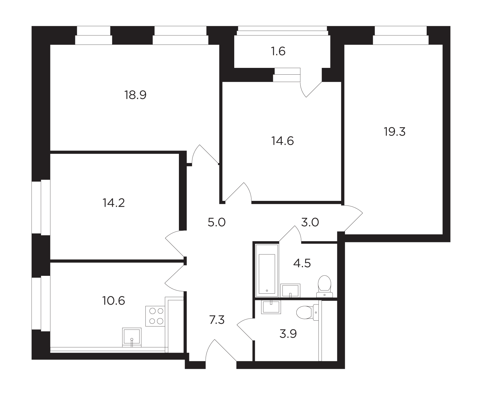 4-комнатная квартира в ЖК «Петра Алексеева, 12А»