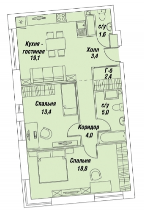 2-комнатная квартира в ЖК «Фреш»