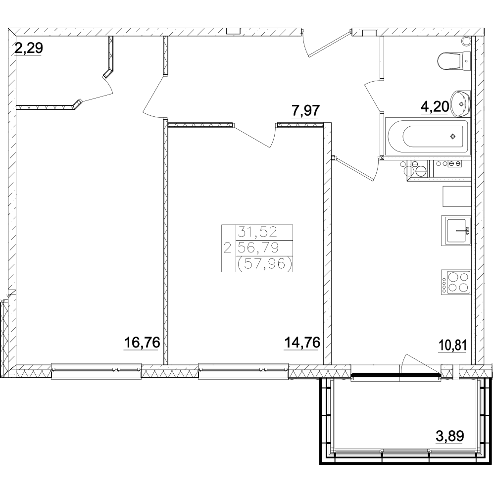 2-комнатная квартира в ЖК SAMPO