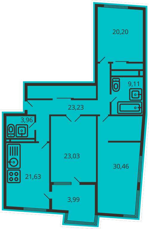 3-комнатная квартира в ЖК «Геометрия»