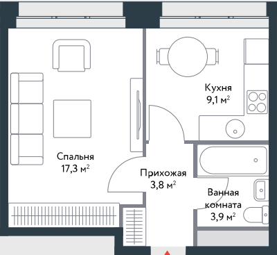 1-комнатная квартира в ЖК «Ривер Парк»