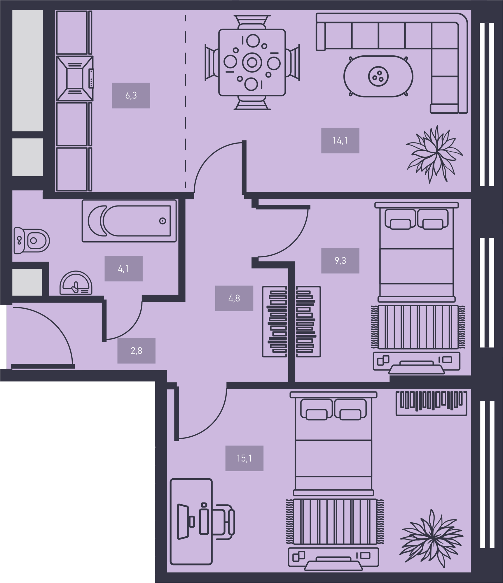 3-комнатная квартира в ЖК «Талисман на Дмитровском»