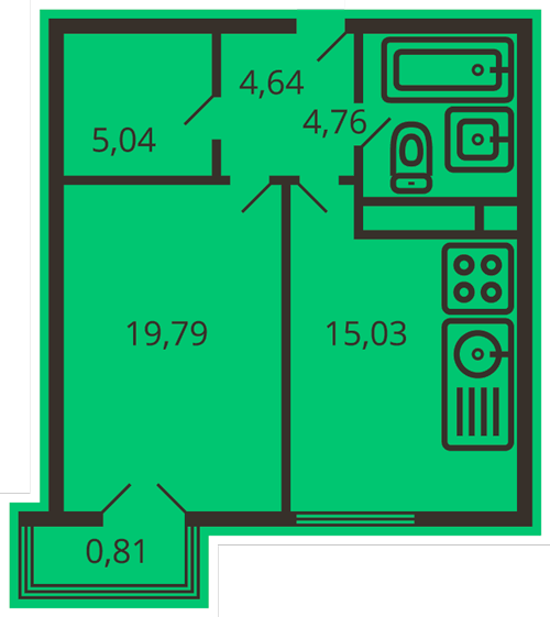1-комнатная квартира в ЖК «Геометрия»