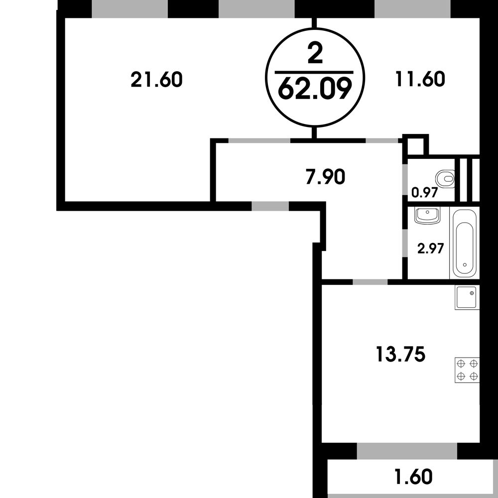 2-комнатная квартира в ЖК «Одинцовские Кварталы»