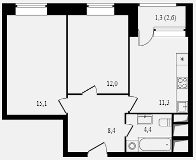 2-комнатная квартира в ЖК «Фонвизинский»