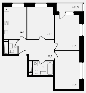 3-комнатная квартира в ЖК «Петровский Парк»