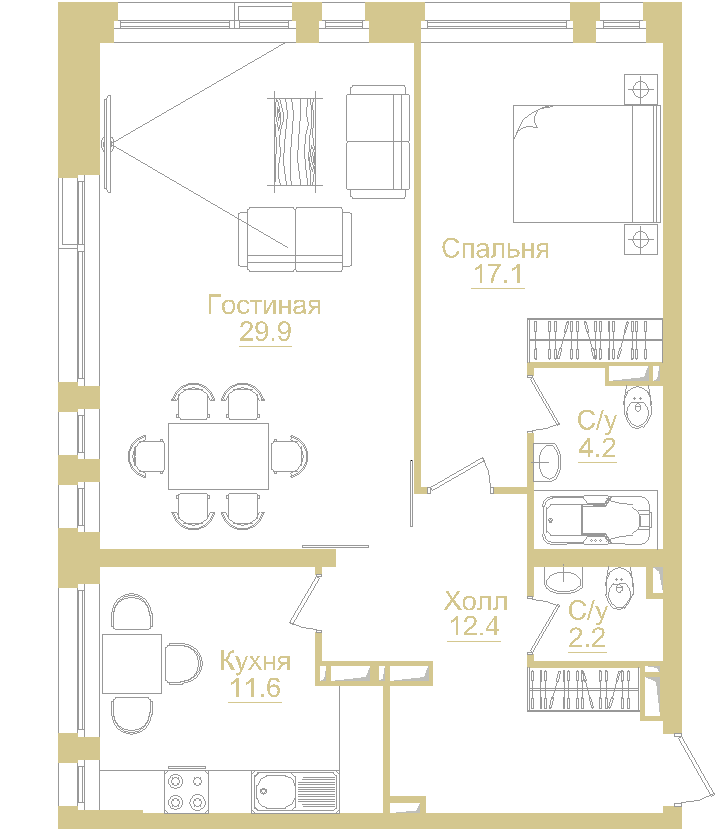 2-комнатная квартира в ЖК «Оникс Делюкс»