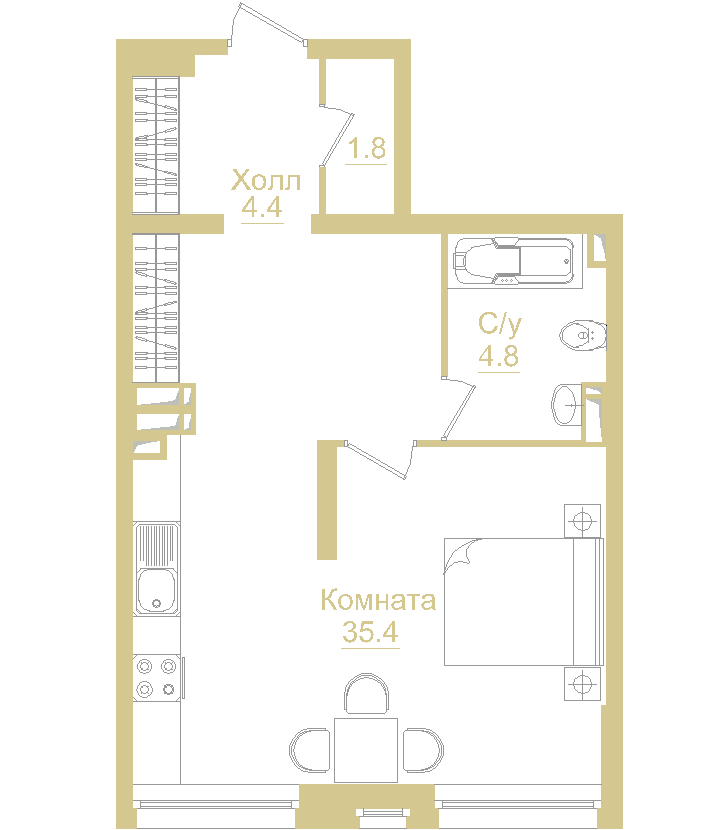 1-комнатная квартира в ЖК «Оникс Делюкс»