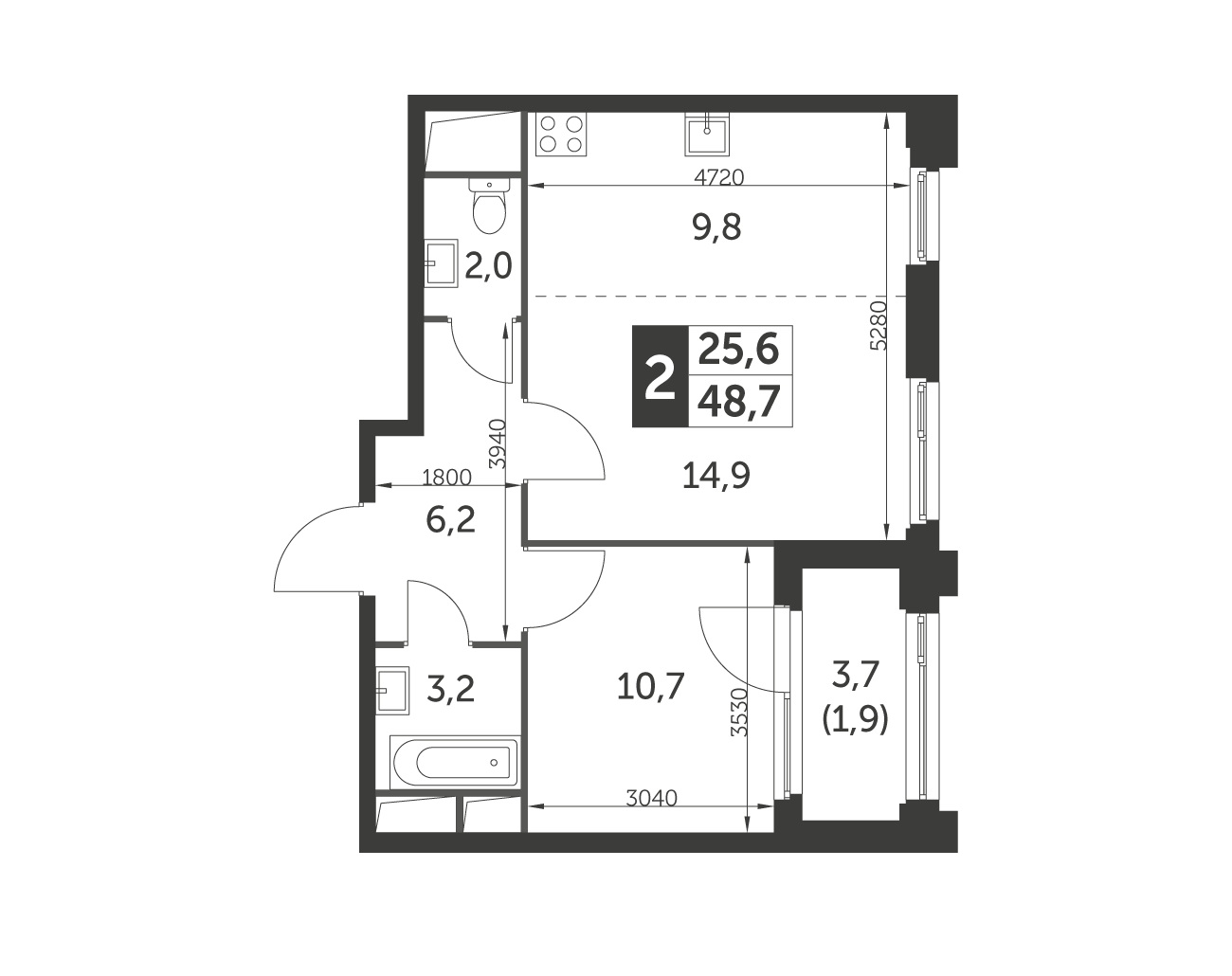 2-комнатная квартира в ЖК «Рихард»