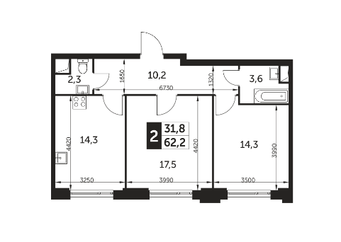 2-комнатная квартира в ЖК «Рихард»