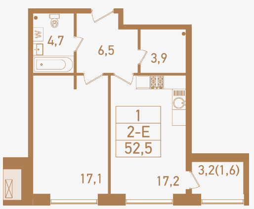 2-комнатная квартира в Городские резиденции SPIRES (Спайрс)