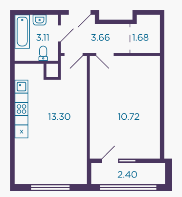 1-комнатная квартира в ЖК «Миниполис Дивное»