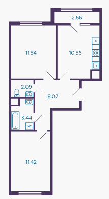 2-комнатная квартира в ЖК «Миниполис Дивное»