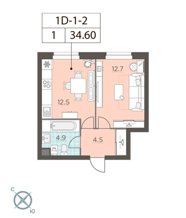 1-комнатная квартира в ЖК «Ленинградка 58»