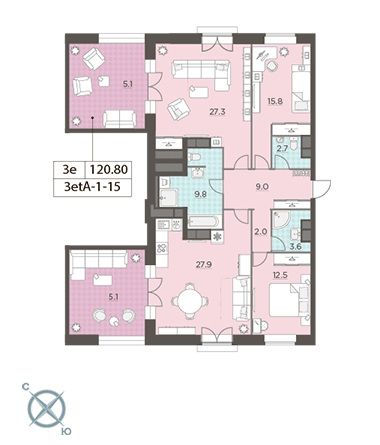 3-комнатная квартира в ЖК «Ленинградка 58»