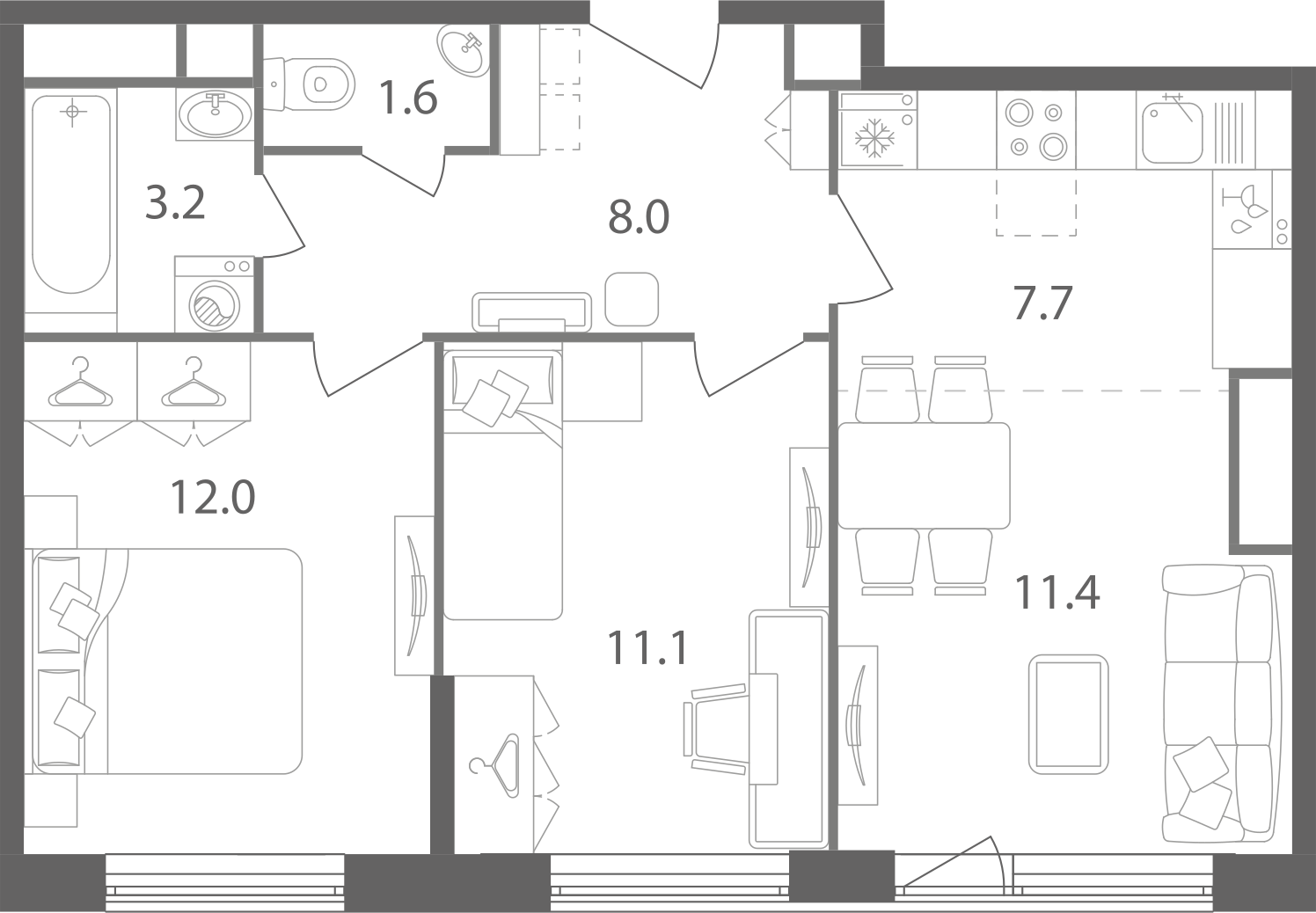 2-комнатная квартира в ЖК Нагатино I-Land