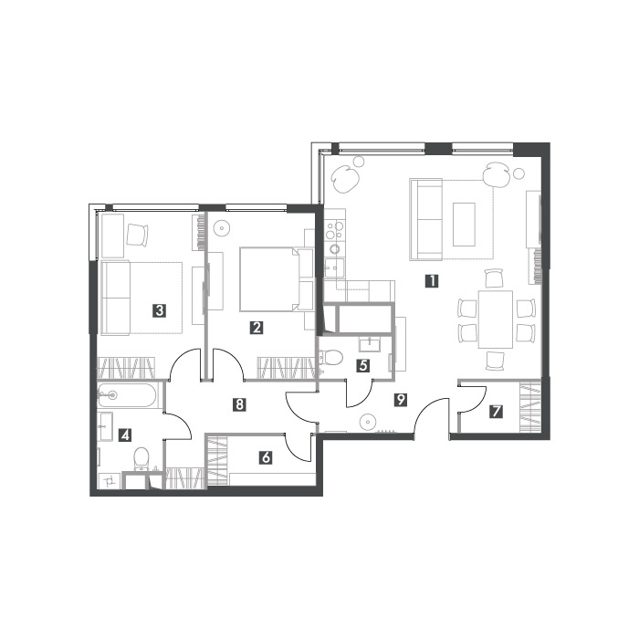 3-комнатные апартаменты в ЖК Mainstreet