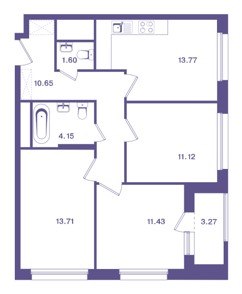 3-комнатная квартира в ЖК «Ты и Я»