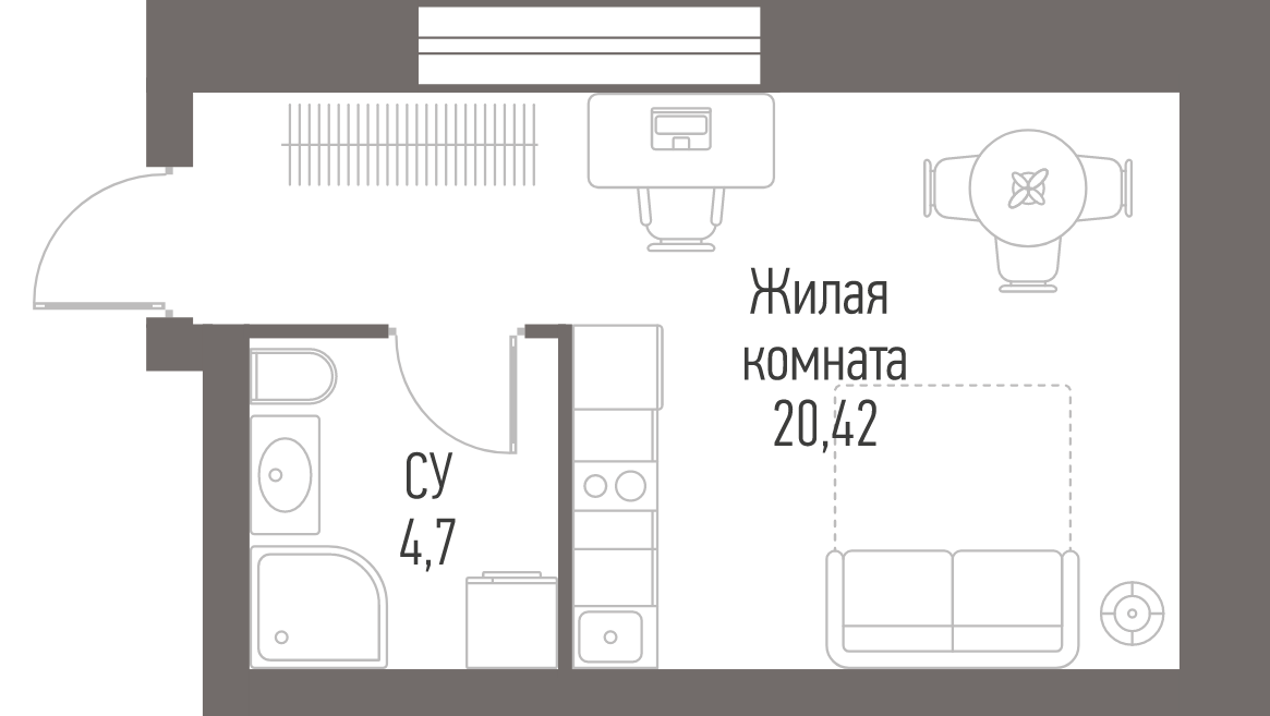 Студия в ЖК Alcon Tower