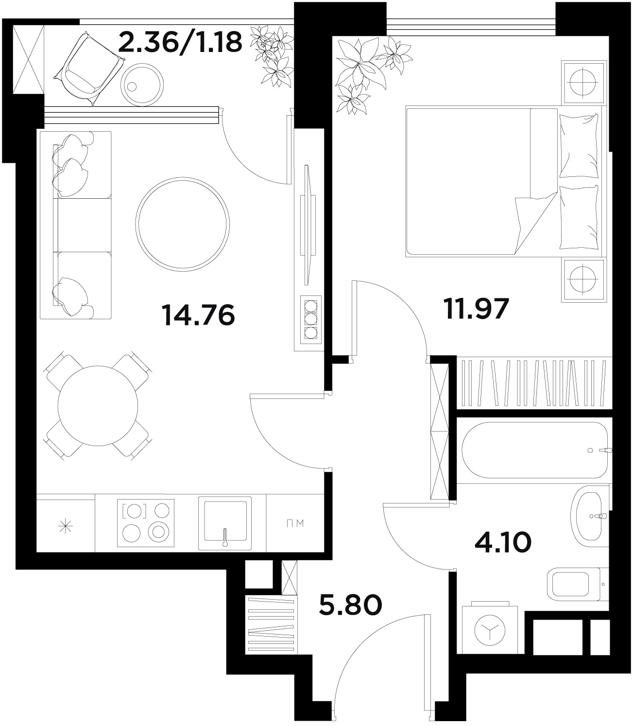 1-комнатная квартира в Жилой район ALIA