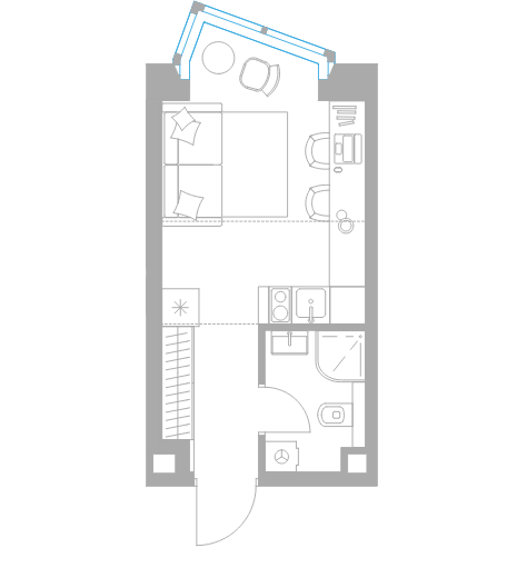Студия в ЖК «Левел Причальный»