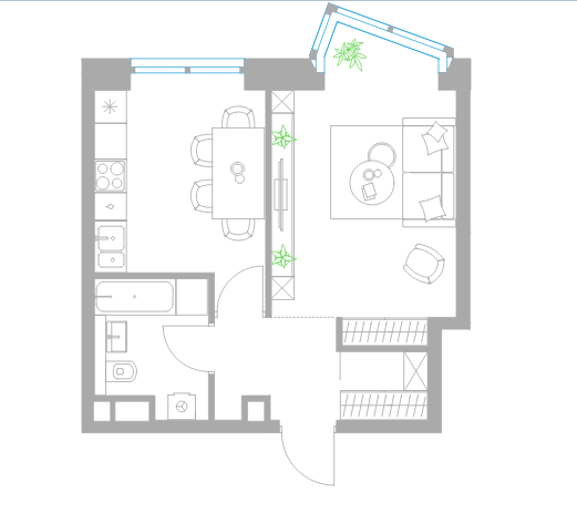 1-комнатная квартира в ЖК «Левел Причальный»
