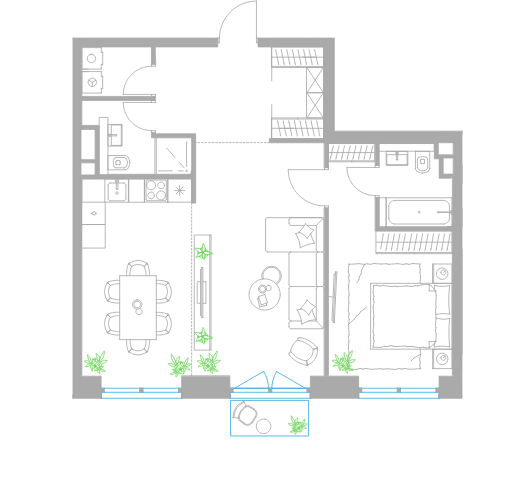 2-комнатная квартира в ЖК «Левел Причальный»